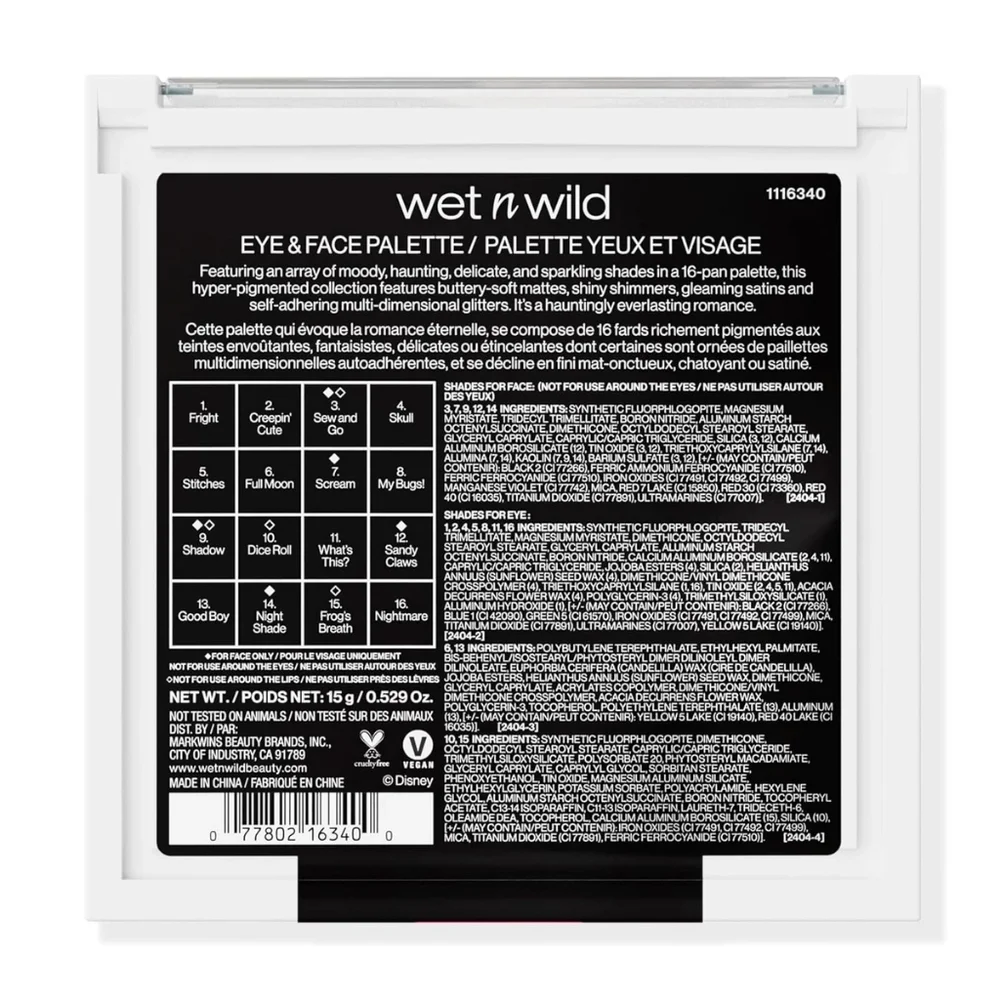 Nightmare Before Christmas Wet N Wild Makeup Palette Eyes & Face Limited Edition